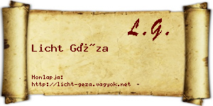 Licht Géza névjegykártya